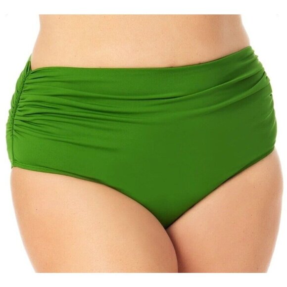 ANNE Cole Plus Size  Convertible High Waist Shirred Swim Bottom. Size 22W. - Picture 2 of 5